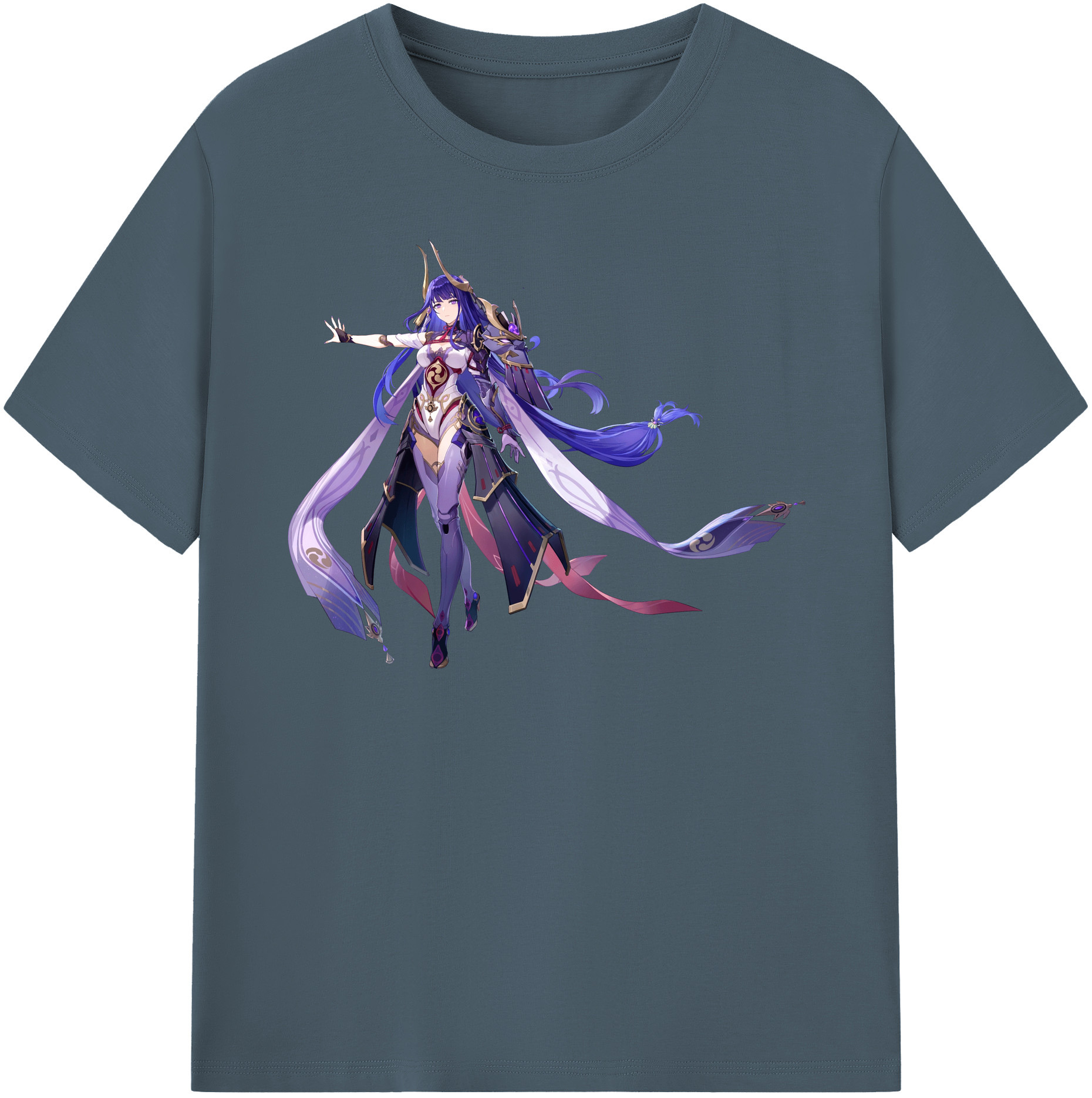 げんし神 雷電将軍 らいでんしょうぐん genshin Raiden Shogun 綿100％半袖Tシャツ（フロントプリント）